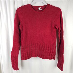 Tommy Hilfiger Jeans Youth Large Red Lambswool Crew Neck Pullover Sweater